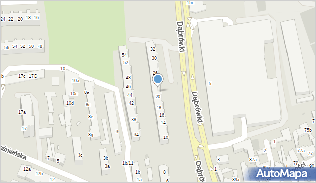 Zielona Góra, Dąbrówki, 22, mapa Zielona Góra