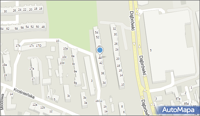 Zielona Góra, Dąbrówki, 44, mapa Zielona Góra