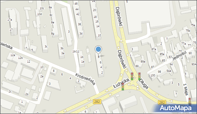 Zielona Góra, Dąbrówki, 8, mapa Zielona Góra