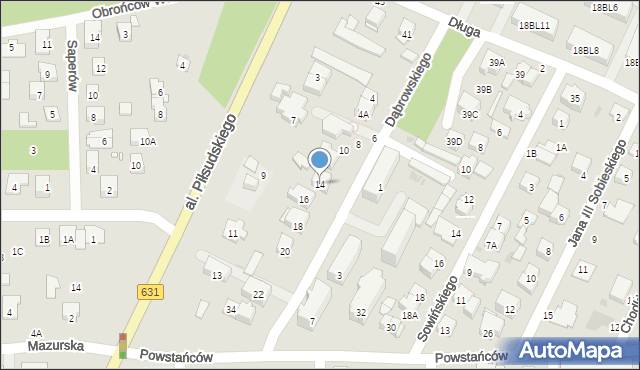 Zielonka, Dąbrowskiego Henryka, gen., 14, mapa Zielonka