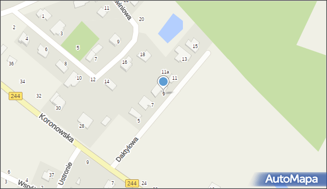 Żołędowo, Daktylowa, 9, mapa Żołędowo