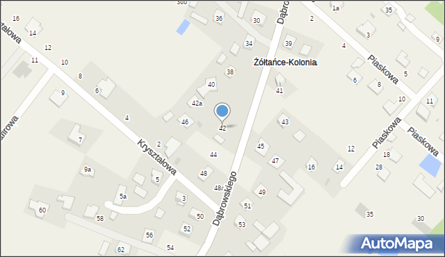 Żółtańce-Kolonia, Dąbrowskiego Józefa, ks., 42, mapa Żółtańce-Kolonia