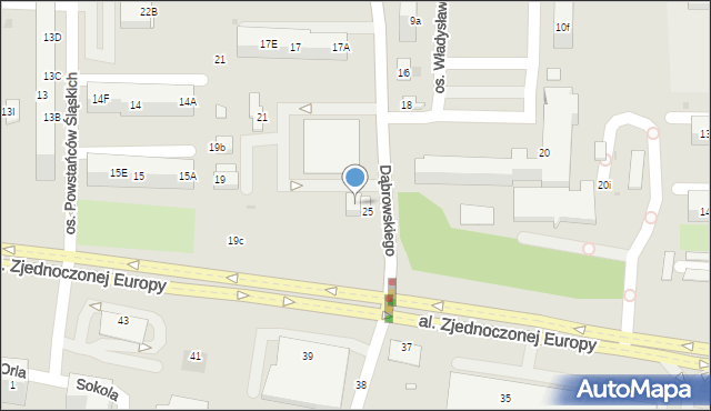 Żory, Dąbrowskiego, 27, mapa Żor