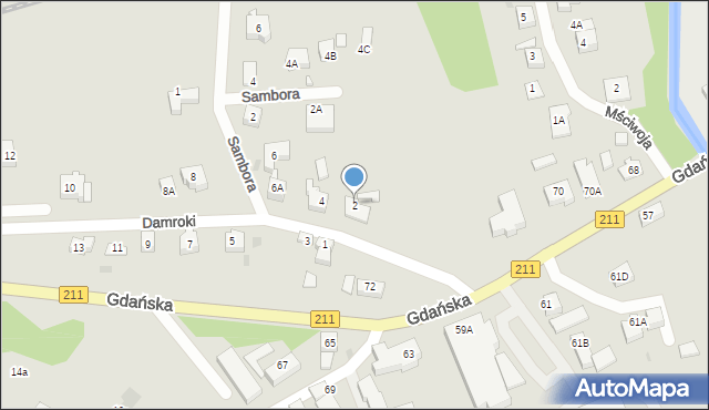 Żukowo, Damroki, 2, mapa Żukowo