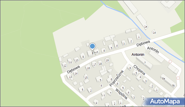 Antonin, Dębowa, 8, mapa Antonin