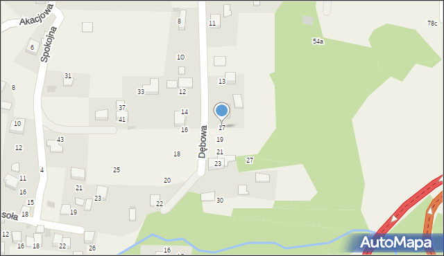 Balice, Dębowa, 17, mapa Balice