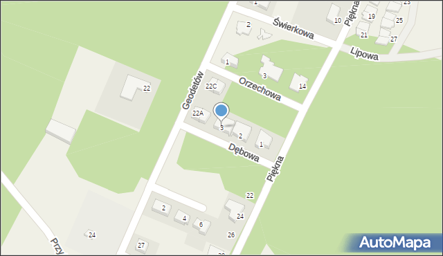 Baranów, Dębowa, 3, mapa Baranów