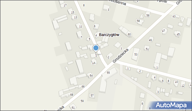 Barczygłów, Dębowskiej Marii, 1, mapa Barczygłów
