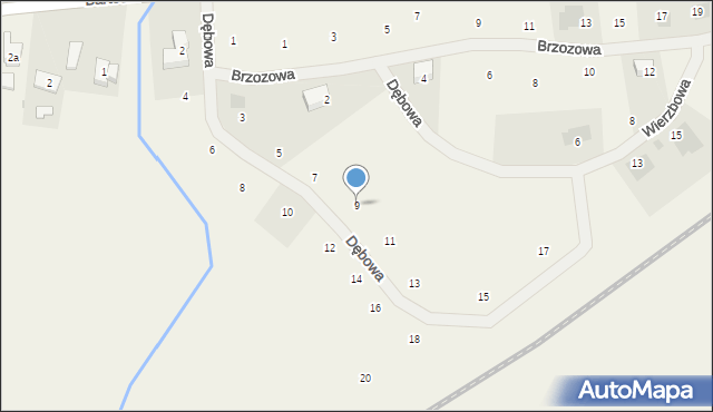 Bartosze, Dębowa, 9, mapa Bartosze