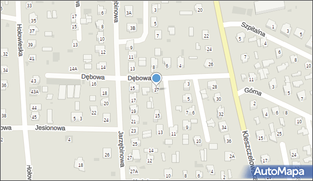 Bielsk Podlaski, Dębowa, 17, mapa Bielsk Podlaski
