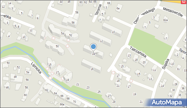 Bielsko-Biała, Dembowskiego Edwarda, 14, mapa Bielsko-Białej