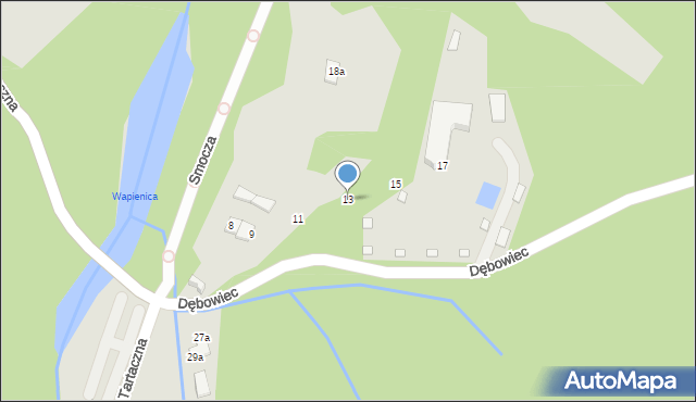 Bielsko-Biała, Dębowiec, 13, mapa Bielsko-Białej