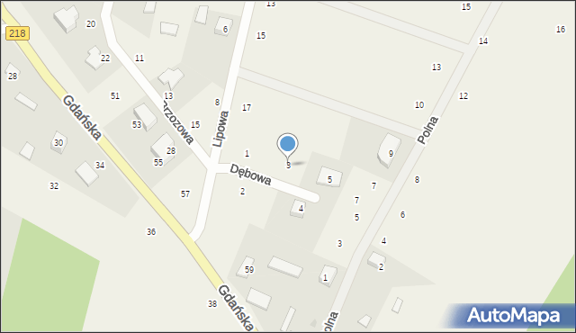 Bieszkowice, Dębowa, 3, mapa Bieszkowice