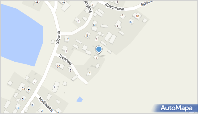 Błądzim, Dębowa, 3a, mapa Błądzim