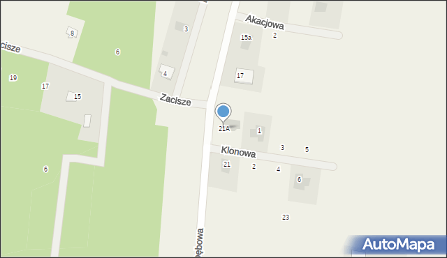 Błogoszcz, Dębowa, 21A, mapa Błogoszcz