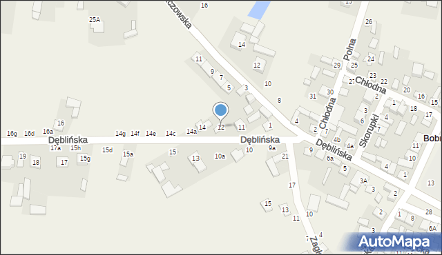 Bobrowniki, Dęblińska, 12, mapa Bobrowniki