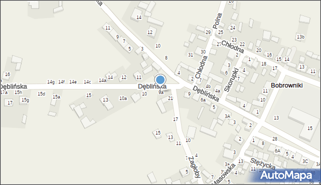 Bobrowniki, Dęblińska, 9a, mapa Bobrowniki