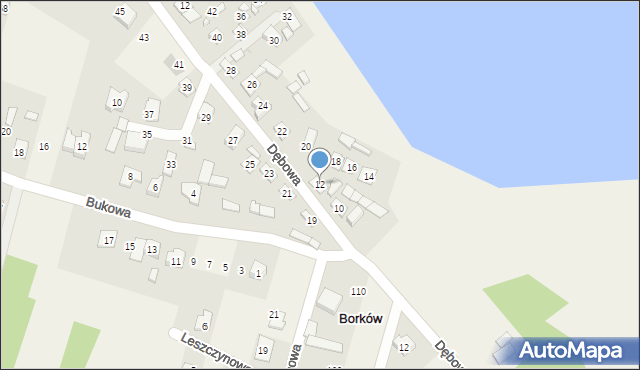 Borków, Dębowa, 12, mapa Borków