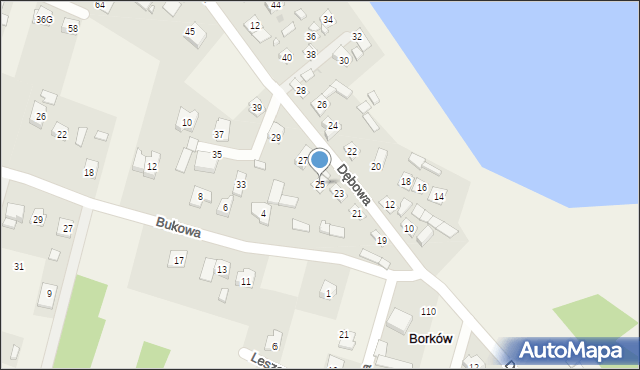 Borków, Dębowa, 25, mapa Borków