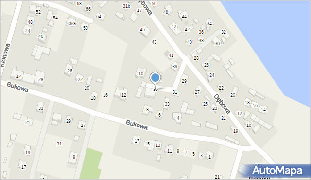 Borków, Dębowa, 35, mapa Borków