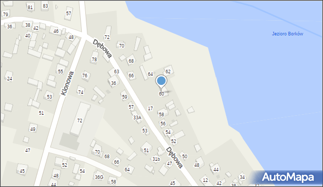 Borków, Dębowa, 60, mapa Borków