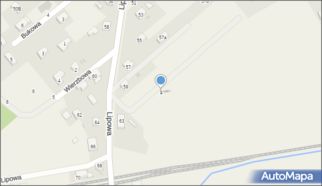 Borowa, Dereniowa, 4, mapa Borowa