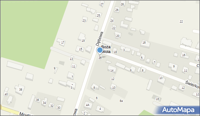 Boża Wola, Dębowa, 16, mapa Boża Wola
