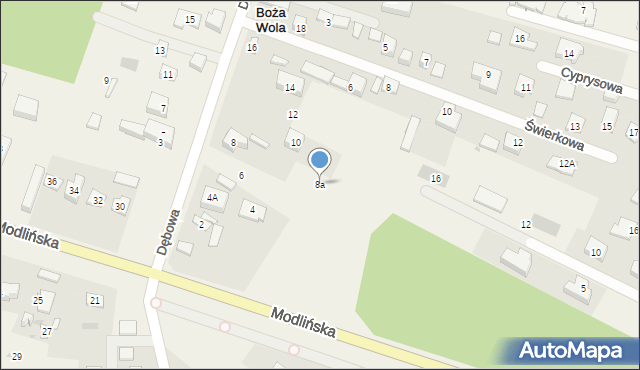 Boża Wola, Dębowa, 8a, mapa Boża Wola