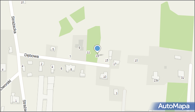Bronisin Dworski, Dębowa, 13, mapa Bronisin Dworski