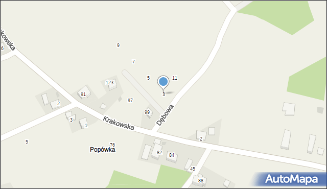 Brzoskwinia, Dębowa, 3, mapa Brzoskwinia