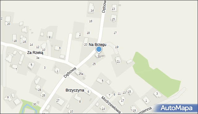 Brzyczyna, Dębowa, 23, mapa Brzyczyna