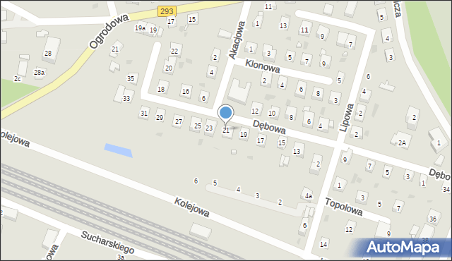 Bytom Odrzański, Dębowa, 21, mapa Bytom Odrzański