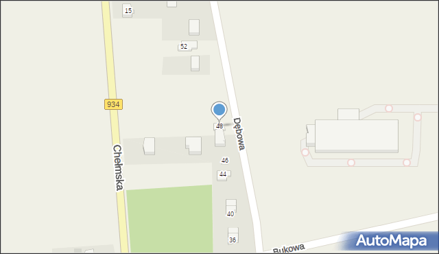 Chełm Śląski, Dębowa, 48, mapa Chełm Śląski