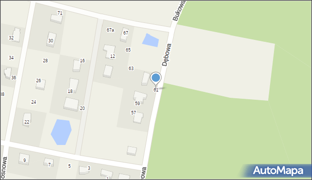 Chojniczki, Dębowa, 61, mapa Chojniczki