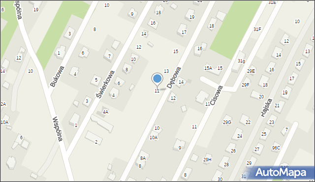 Chotomów, Dębowa, 11, mapa Chotomów
