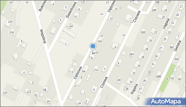 Chotomów, Dębowa, 8A, mapa Chotomów
