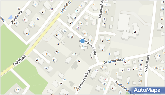 Chwaszczyno, Derdowskiego, 11, mapa Chwaszczyno