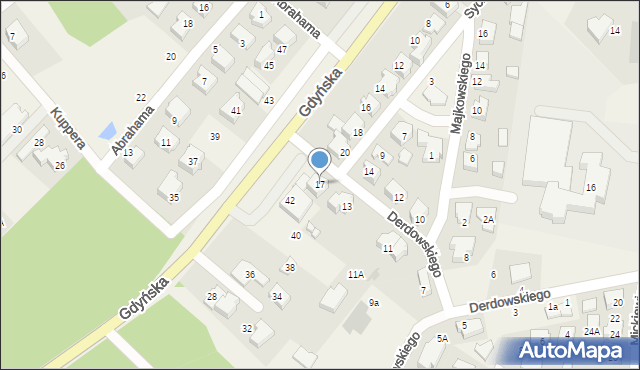 Chwaszczyno, Derdowskiego, 17, mapa Chwaszczyno