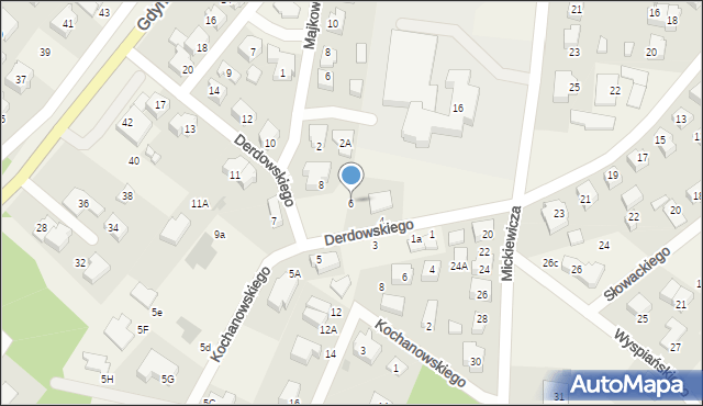 Chwaszczyno, Derdowskiego, 6, mapa Chwaszczyno