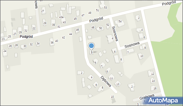 Ćmińsk, Dębowa, 3, mapa Ćmińsk