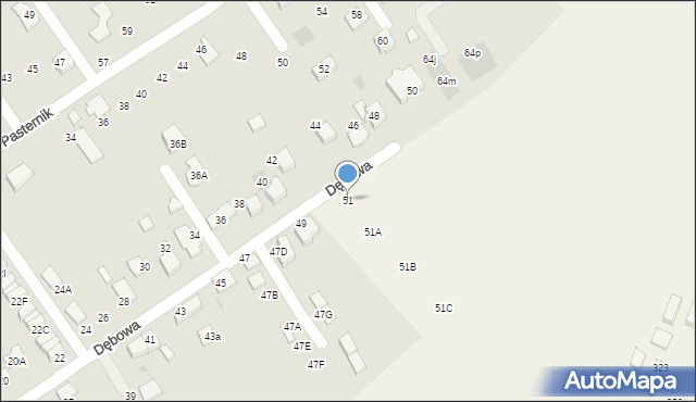 Czarnochowice, Dębowa, 51, mapa Czarnochowice