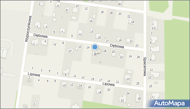 Czarnocin, Dębowa, 16, mapa Czarnocin