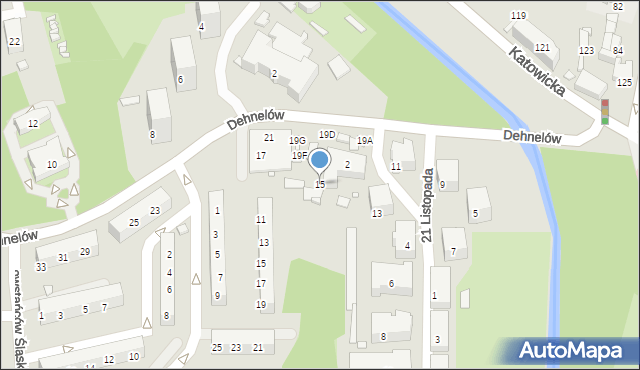 Czeladź, Dehnelów, 15, mapa Czeladź