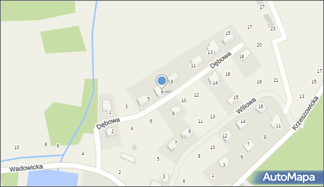 Czernichów, Dębowa, 7, mapa Czernichów