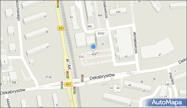 Częstochowa, Dekabrystów, 41a, mapa Częstochowy