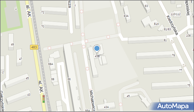 Częstochowa, Dekabrystów, 43B, mapa Częstochowy