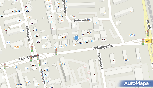 Częstochowa, Dekabrystów, 29A, mapa Częstochowy