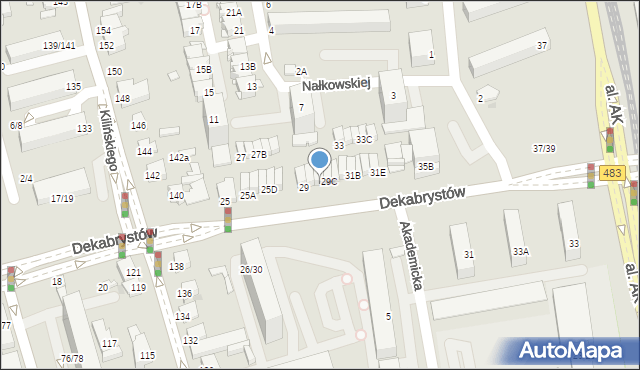 Częstochowa, Dekabrystów, 29B, mapa Częstochowy
