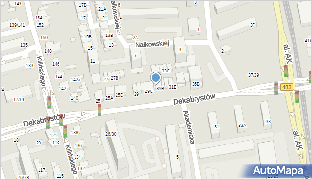 Częstochowa, Dekabrystów, 31A, mapa Częstochowy