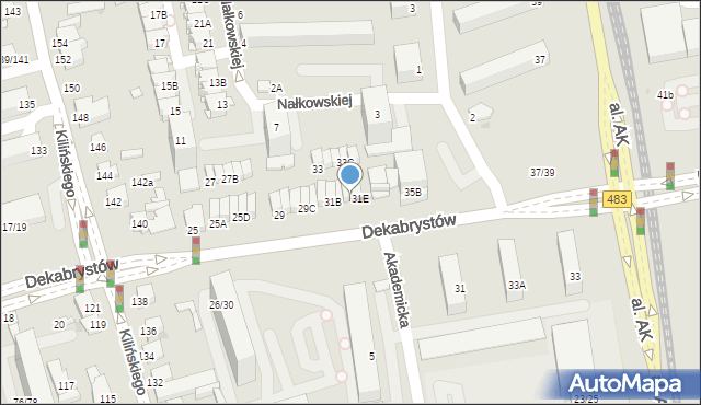 Częstochowa, Dekabrystów, 31D, mapa Częstochowy